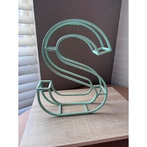 Decorative Metal Letter "S" – Distressed Teal, 11" Tall